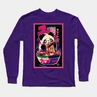 Anime Cute Panda eating Ramen | Cute Anime Panda Kawaii Design Long Sleeve T-Shirt